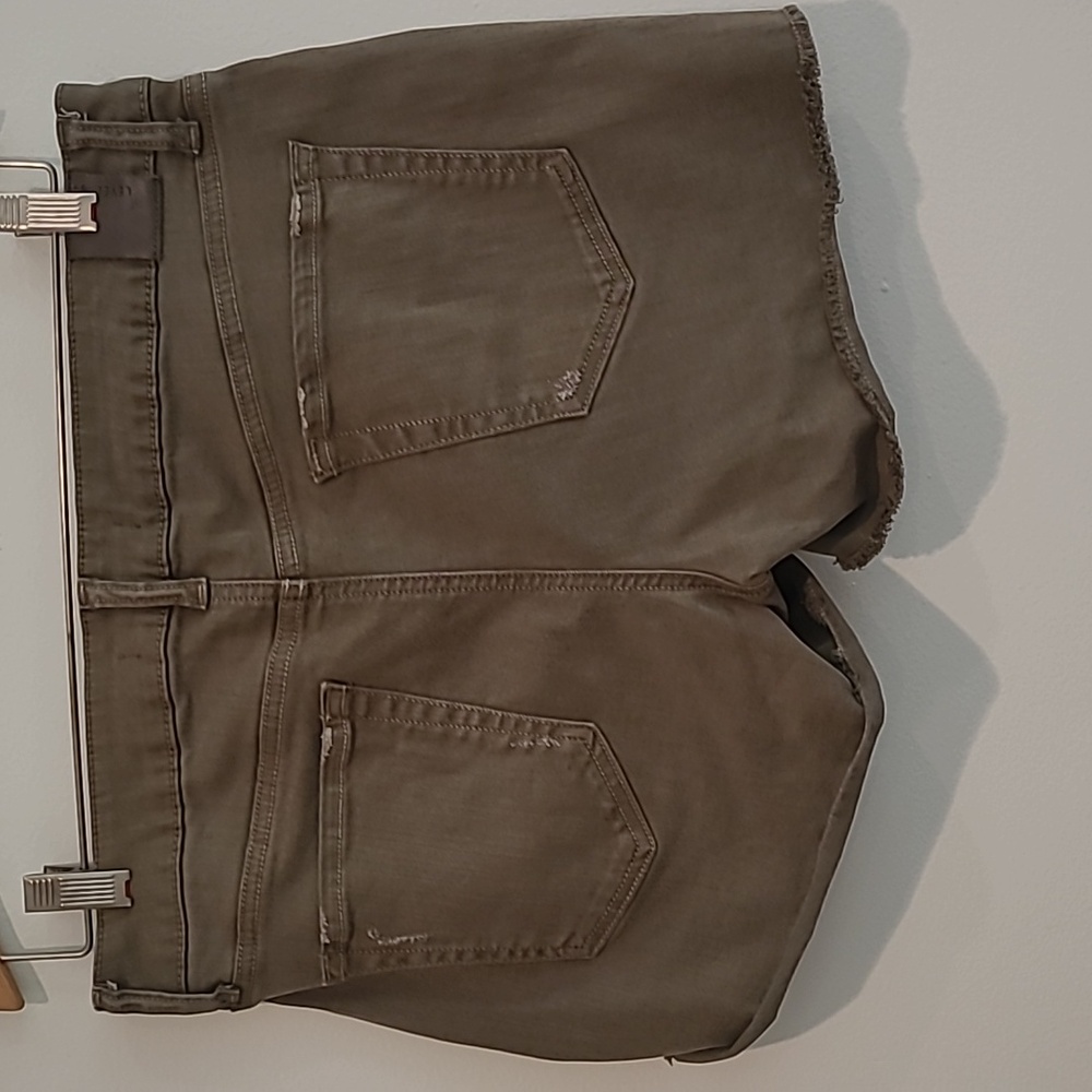 Level 99 Olive Distressed Jean Shorts - Picture 4 of 5